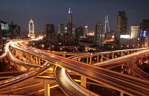Shanghai's Roadways And Skyline Are Lit Up At Night