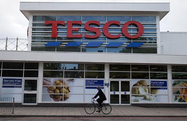 A Tesco Supermarket As The Group Announces Their First Profit Decline In Almost Two Decades