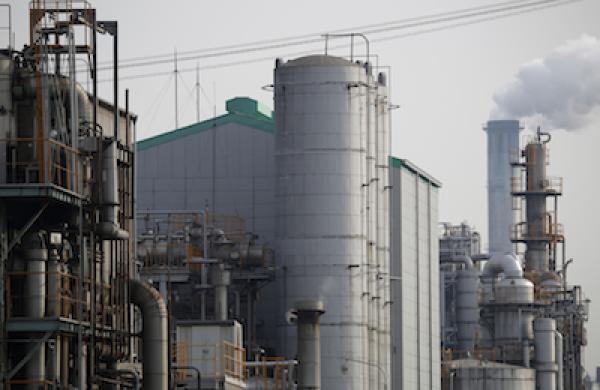 Factory Emissions And Vehicle Exhaust Fumes As Japan Greenhouse Gas Emissions Rise