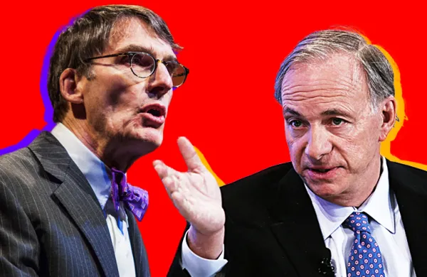 (Grant (left): Chris Goodney/Bloomberg; Dalio: Jason Alden/Bloomberg).
