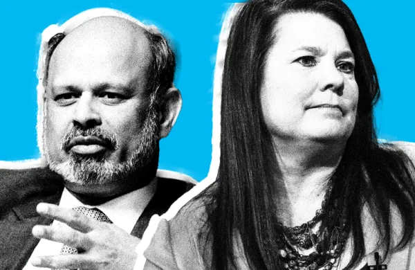 Girish Reddy (left) and Jane Buchan (Reddy: Peter Foley/Bloomberg; Buchan: Christopher Goodney/Bloomberg)