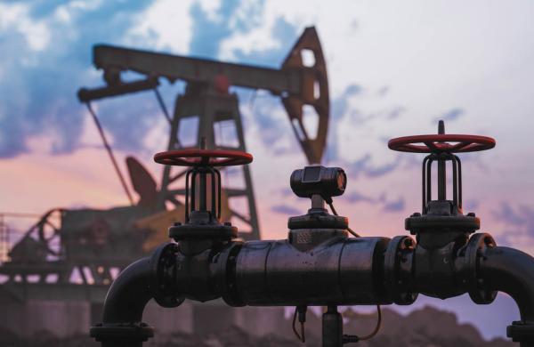 Gas Pipeline In Front Of The Oil Pump