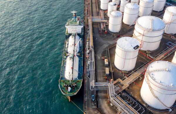 Oil Storage tank in the port in Tsing Yi, Hong Kong