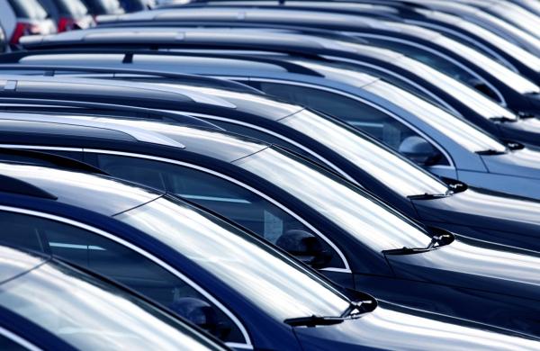 New cars in a row at dealership