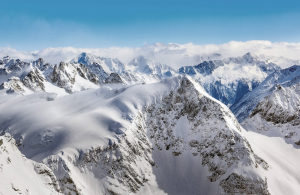 Snow capped mountains