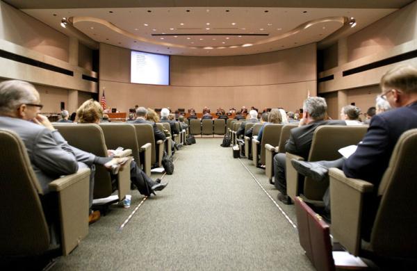 A board meeting at CalPERS offices in Sacramento. (Ken James/Bloomberg)