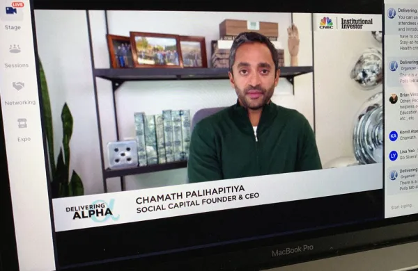Chamath Palihapitiya at the Delivering Alpha virtual conference. (II photo)