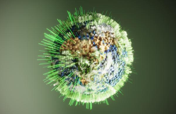 sphere with green flares