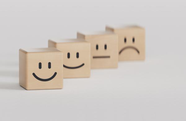 Customer service and Satisfaction concept ,Business people are touching the virtual screen on the happy Smiley face icon to give satisfaction in service. rating very impressed
