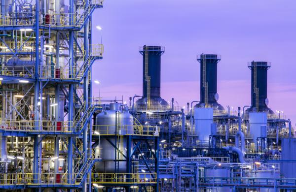 Petrochemical plant at twilight