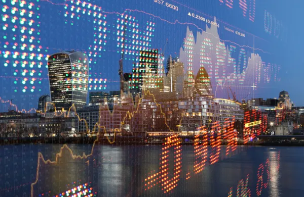 Stock market data growth chart graph investment finance analysis fintech financial district