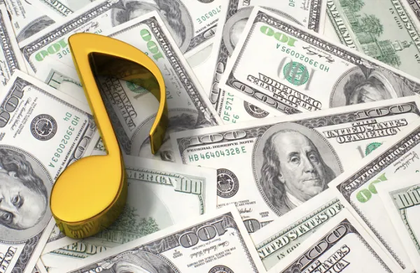 Music note on the dollar background