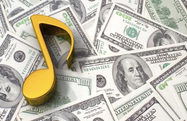 Music note on the dollar background