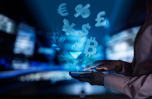 Woman using a financial app to check the stock market