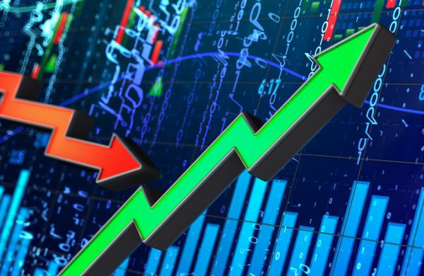 Financial Trading Concept with Green and Red Up Down Arrows