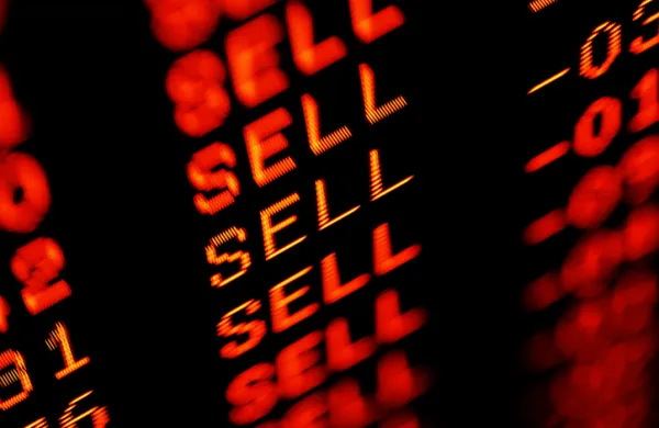 stock market crash sell-off - trading screen in red