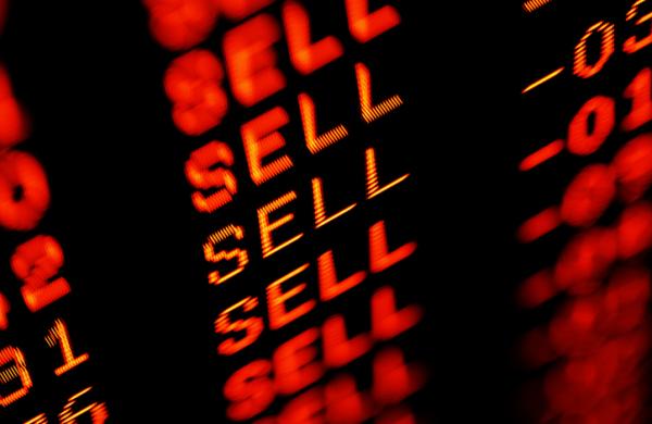 stock market crash sell-off - trading screen in red