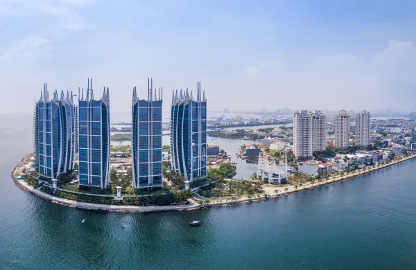 Panorama Drone Picture of the Waterfront in Jakarta, Indonesia