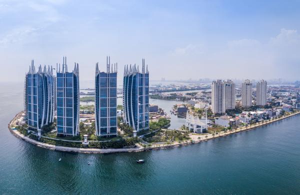 Panorama Drone Picture of the Waterfront in Jakarta, Indonesia
