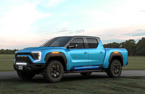  A rendering of a Nikola electric truck. (Courtesy Nikola)