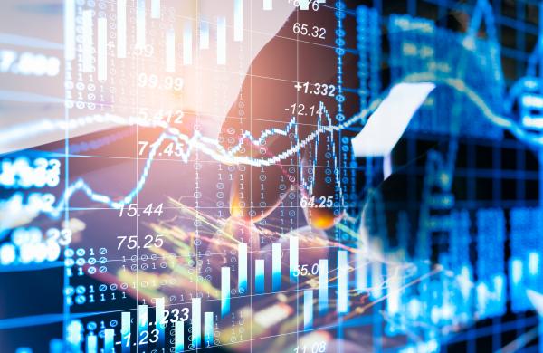 Stock market or forex trading graph