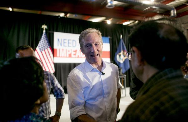 Tom Steyer, speaks to attendees during a "Need To Impeach" event in Detroit, Michigan, U.S., on Monday, Aug. 13, 2018. (Anthony Lanzilote/Bloomberg)  