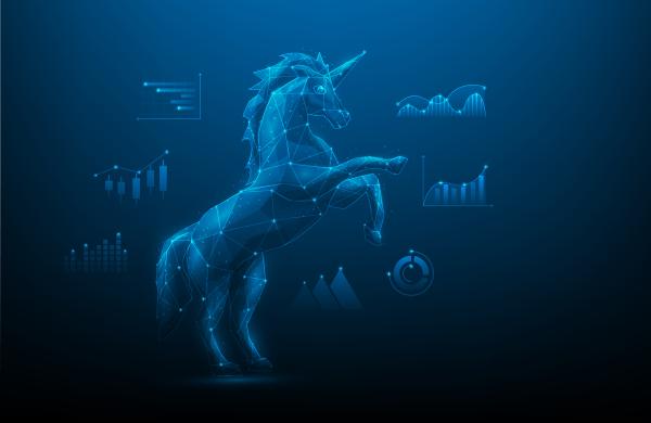Business unicorn startup and arrow graph growth