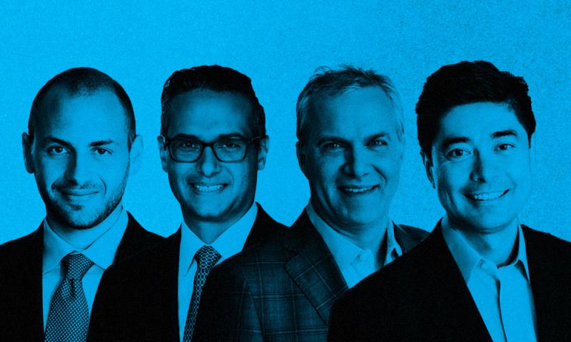 Morgan Alcalay, Evan Boulukos, Phil Hermann, and Andrew Seiz of BlueMountain Capital.