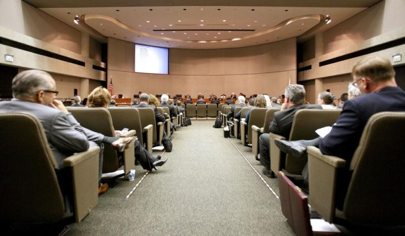 A board meeting at CalPERS offices in Sacramento. (Ken James/Bloomberg)