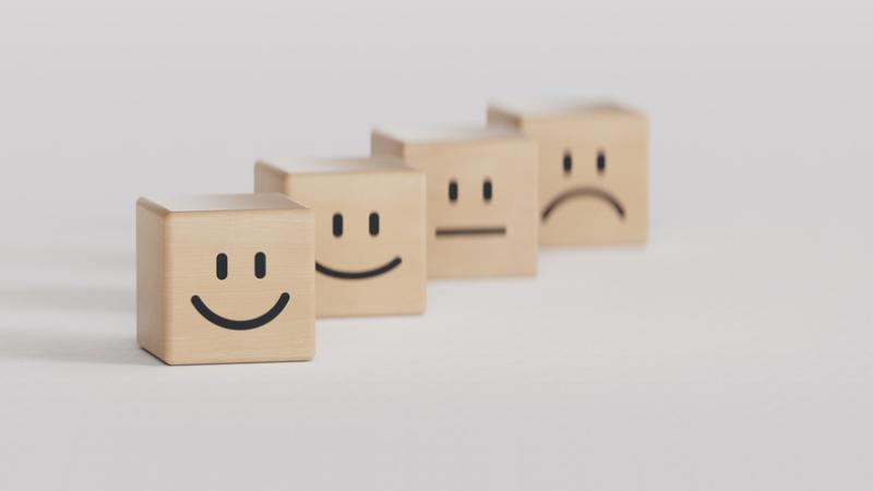 Customer service and Satisfaction concept ,Business people are touching the virtual screen on the happy Smiley face icon to give satisfaction in service. rating very impressed