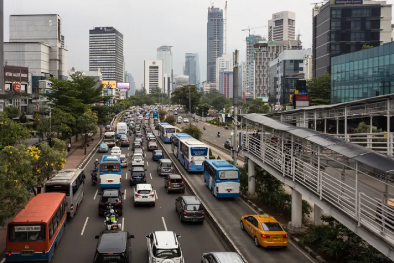 Traffic jam in Jakarta crowded street in Indonesia Traffic jam in Jakarta crowded street in Indonesia