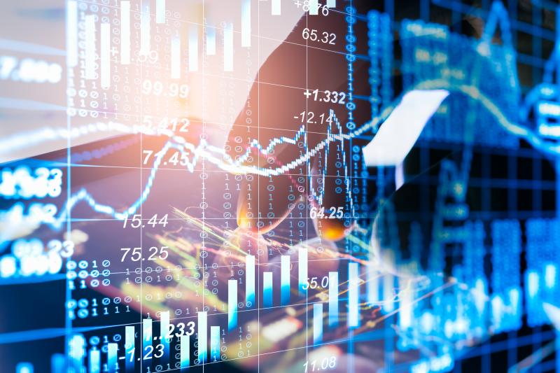 Stock market or forex trading graph