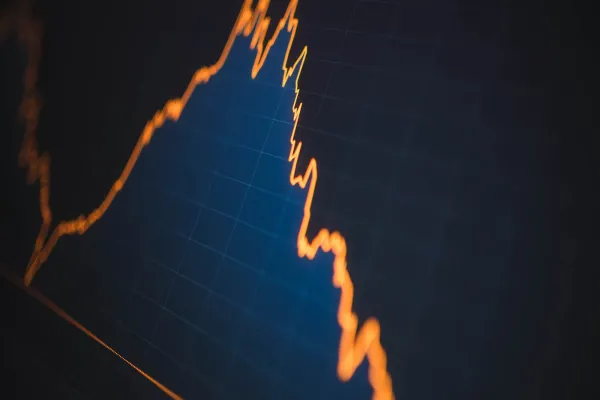  Stock market panic selloff chart showing sharp price collapse during financial crisis with extreme volatility and investor fear driven market downturn