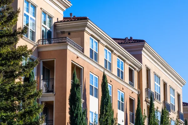 Exterior view of modern apartment building